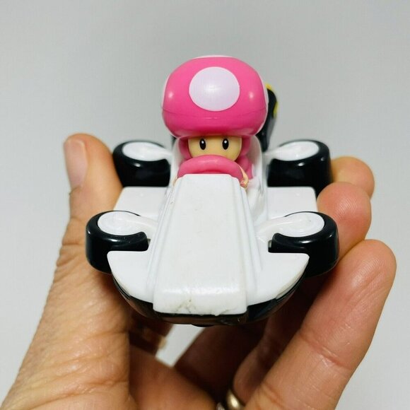 Nintendo McDonald Toad Toadette Mariokart Kart Toy Figure Race Car Vehicle Pink - Picture 1 of 9